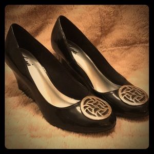 Fioni black wedge heels, size 8